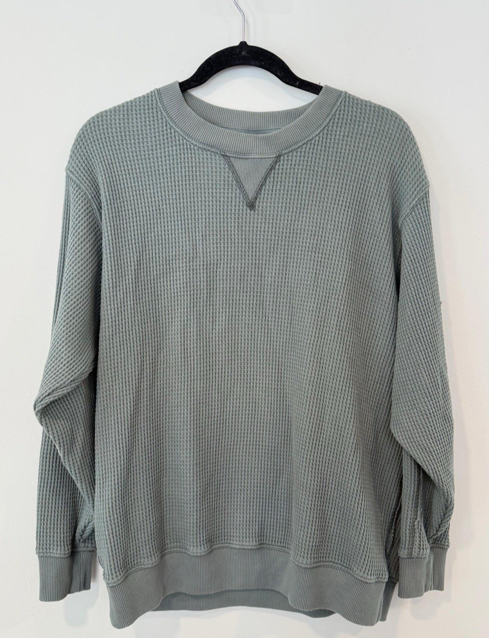 Aerie Womens Waffle Knit Crewneck Oversized Sweatshirt Size Small 3113